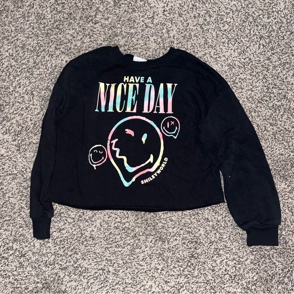 Cropped Crewneck Sweatshirt Smiley